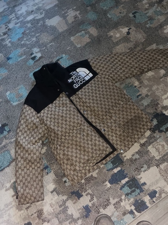 The North Face Other - The North Face Brown Monogram Puffer Jacket with Black Yoke